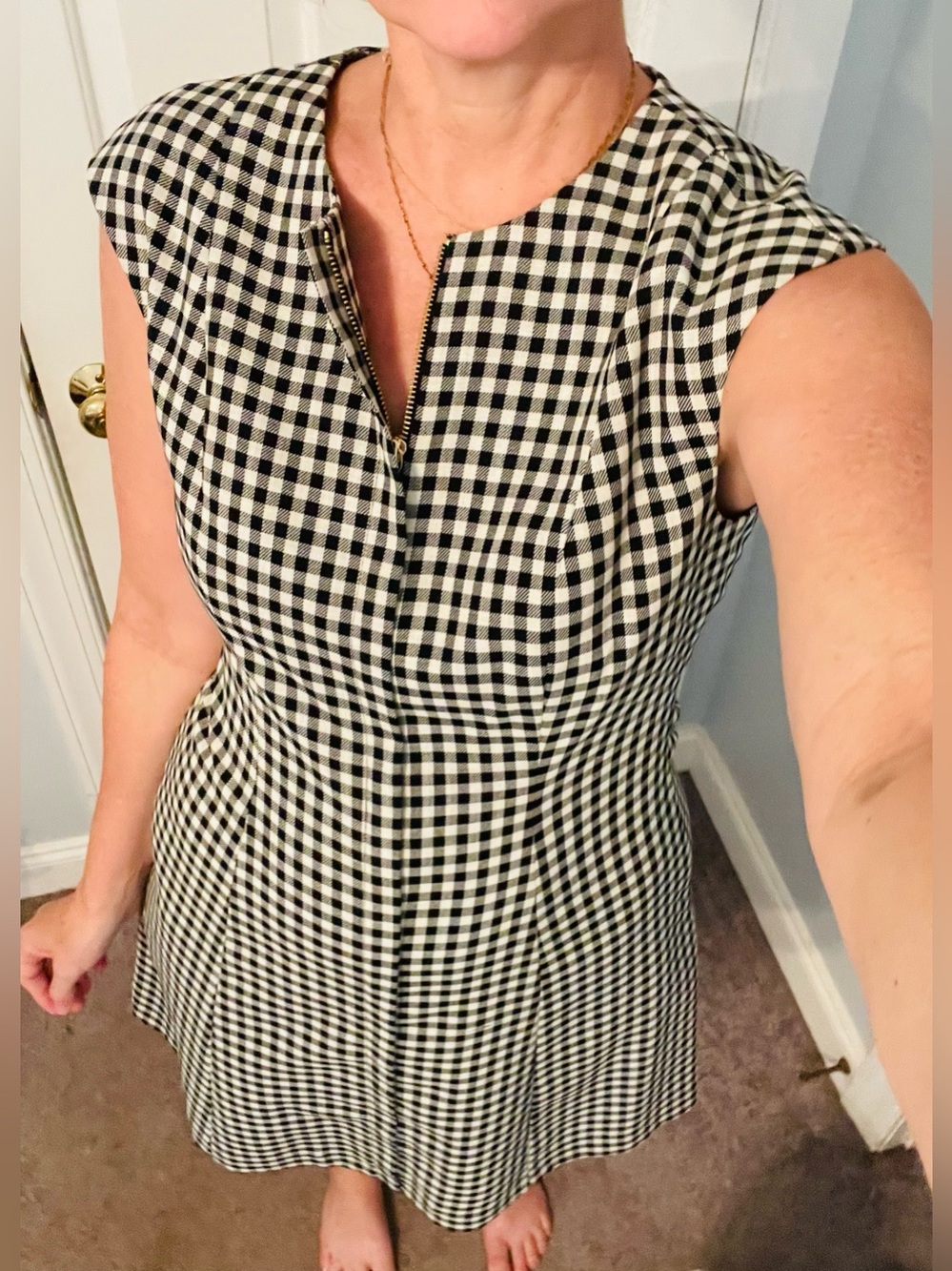 Preston & York Black and White Gingham Dress